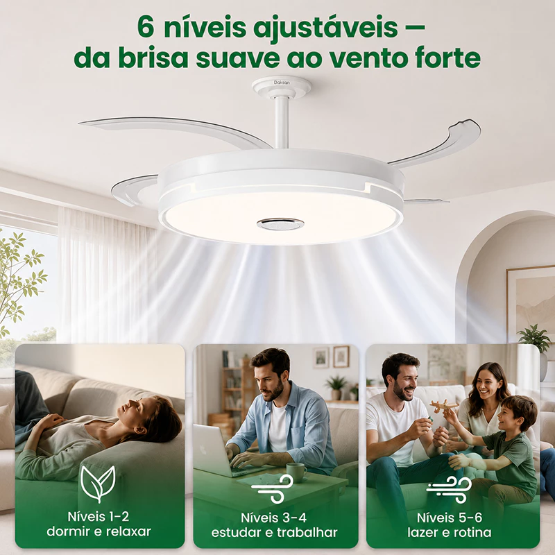 Ventilador de Teto Retrátil 42 Pol Branco Bivolt — foto 7
