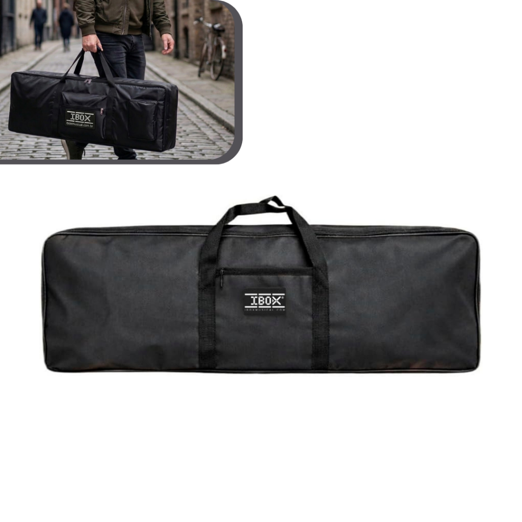 Capa Bag Ibox para Teclado Musical com Bolsos Para Casio, Roland, Yamaha, Mxt -100x42x14cm