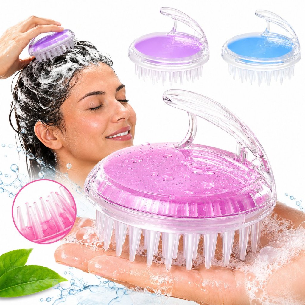 Escova Massageadora Capilar Silicone Para Couro Cabeludo Com 1 2 ou 3 Unidades