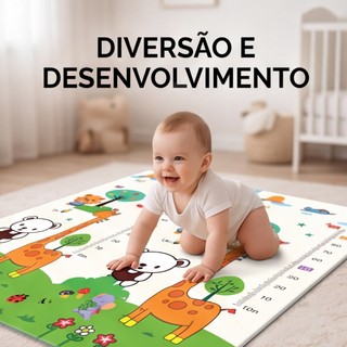 Tapete  Infantil de Atividades Dupla Face Pista Carrinho Zoo Dobrável Interativo Impermeá…