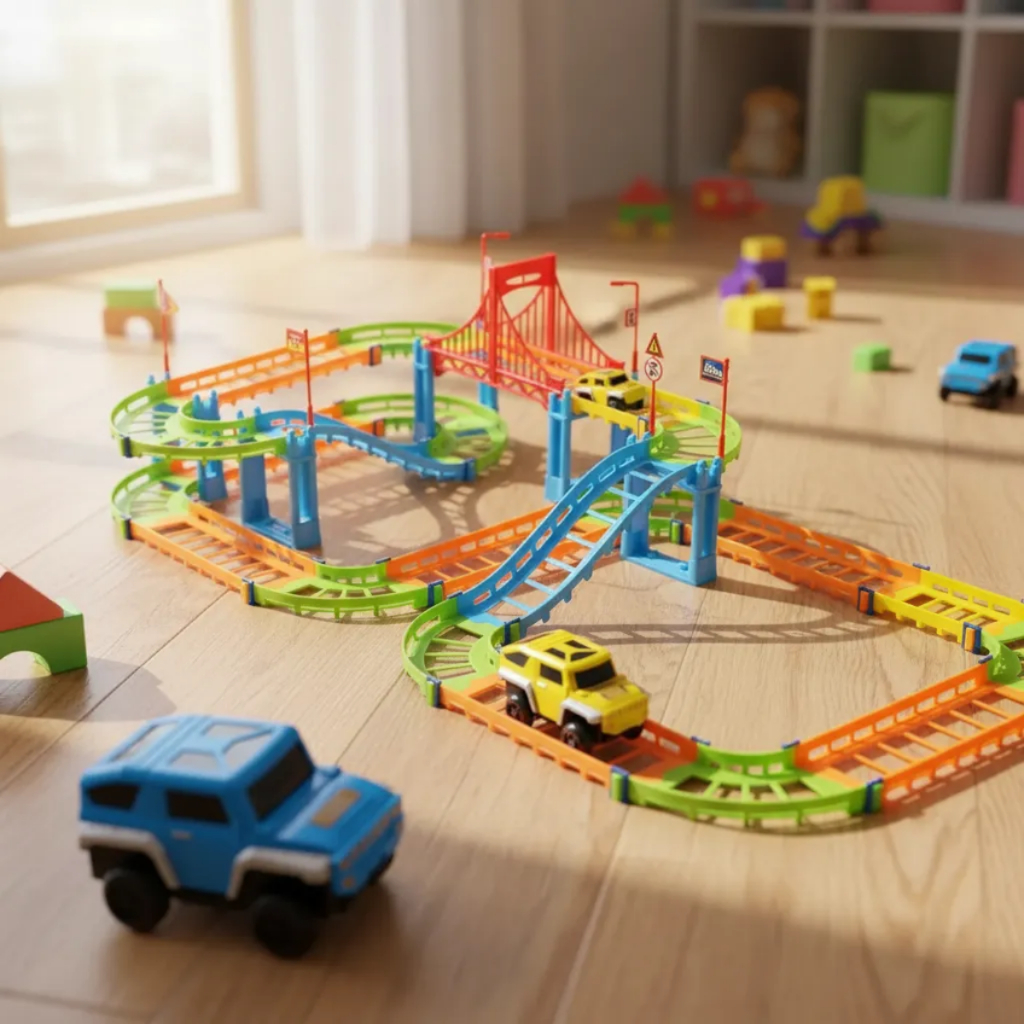 Pista Trilha Maluca Infantil Track Magica Grande Com Acessórios E Carrinho 73 Peças