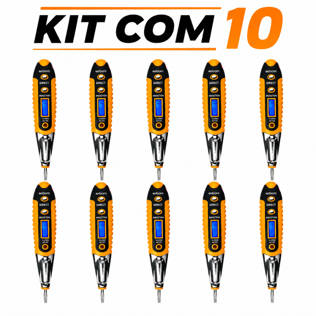 Kit 10 Chaves Detector Teste De Tensão Eletricidade Digital Exbom