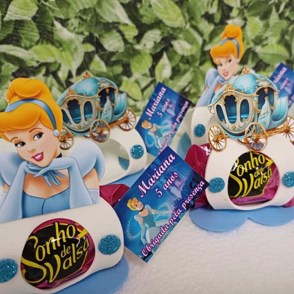 Lembrancinhas Porta Bombom Personalizadas Cinderela em EVA para aniversario infantil e Festas 11 cm