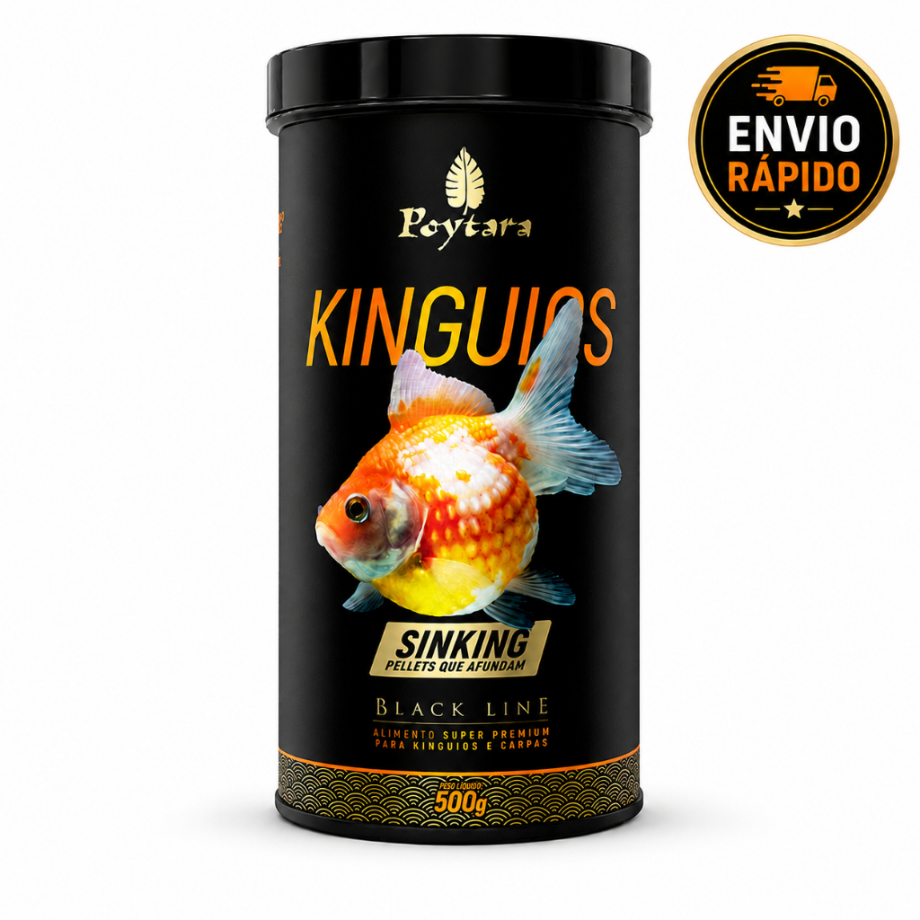 Ração Poytara Kinguio Sinking Black Line 500g Para Peixes Kinguios Para Peixes Lagos Aquário Premium