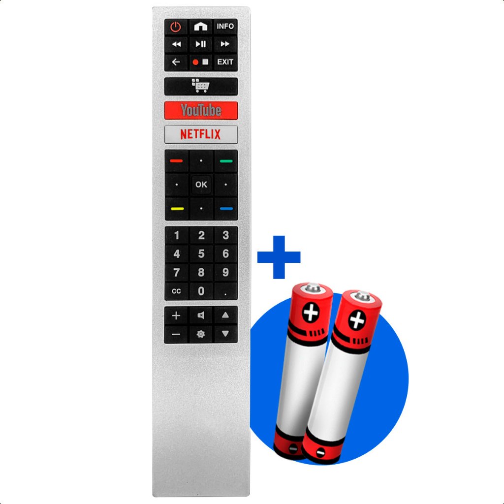 Controle Remoto TV SMART 4K LED Compativel AOC Youtube e Netflix com pilha