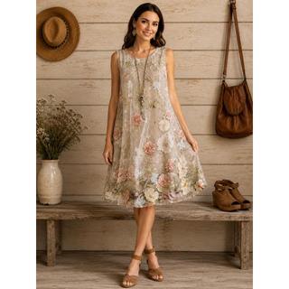 LUKABOUTIKE-VESTIDO FEMININO FLORAL ELEGANTE - LEVE, ROMÂNTICO E CONFORTÁVEL