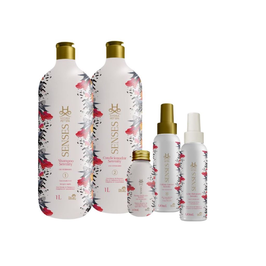 Kit de Produtos Pet Cães Gatos Hydra Pet Spa Senses Serenity Extrato de Damasco