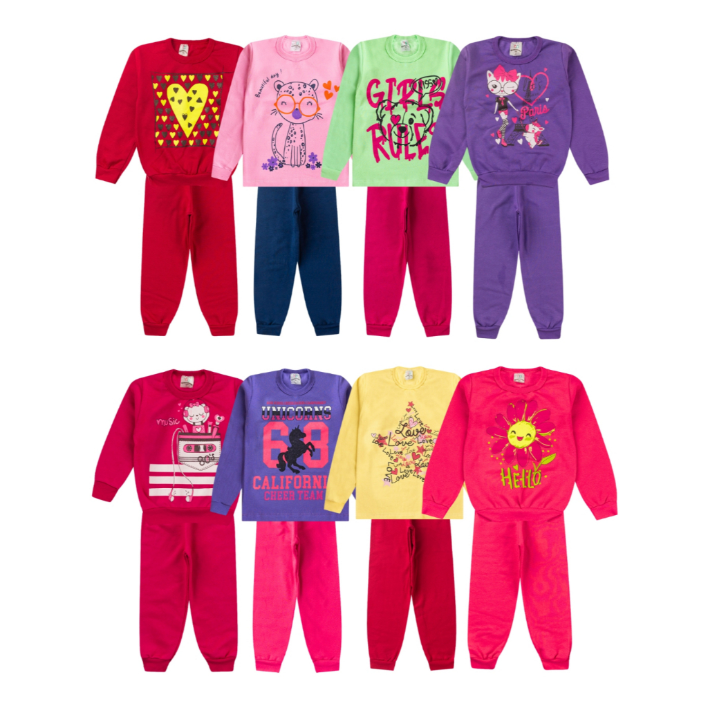 Kit 10 Peças Conjunto Moletom Infantil Menina Inverno 1 ao 14 Feminino Manga Longa · foto 2