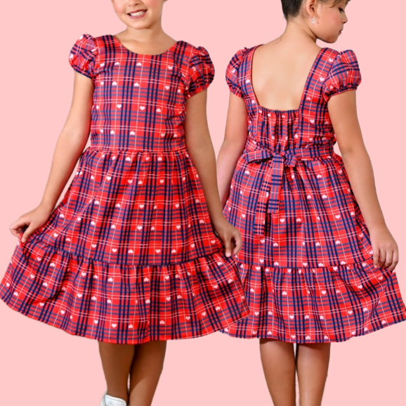 Vestido  Infantil Menina Casual Princesa Luxo Estampado Alegre