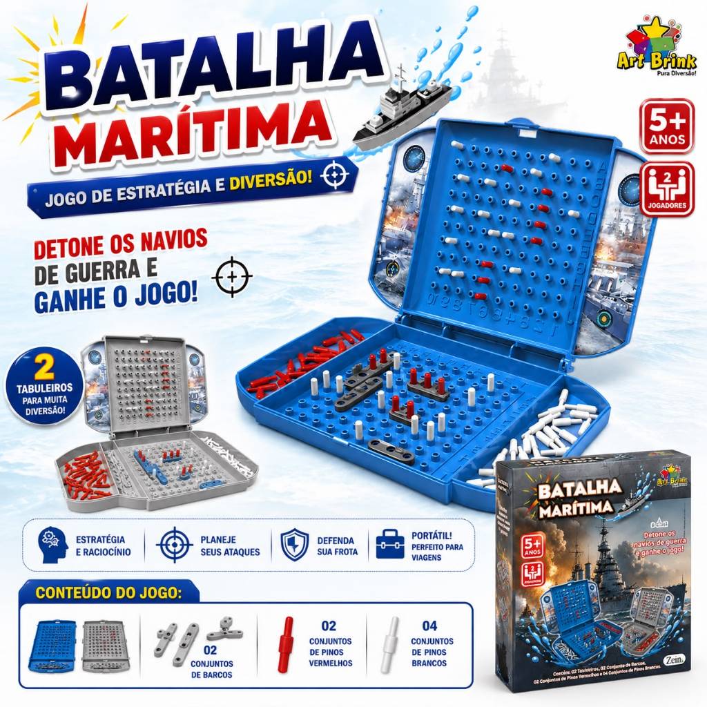 Jogo Batalha Marítima Naval 2 Jogadores Estratégia Raciocínio Crianças Presente Divertido
