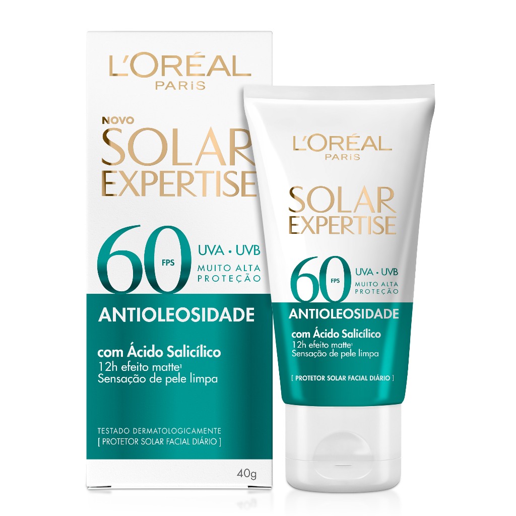 Imagem Protetor Solar Facial Antioleosidade FPS60, Efeito Matte Sem Cor, Solar Expertise L'Oreal Paris, 40g