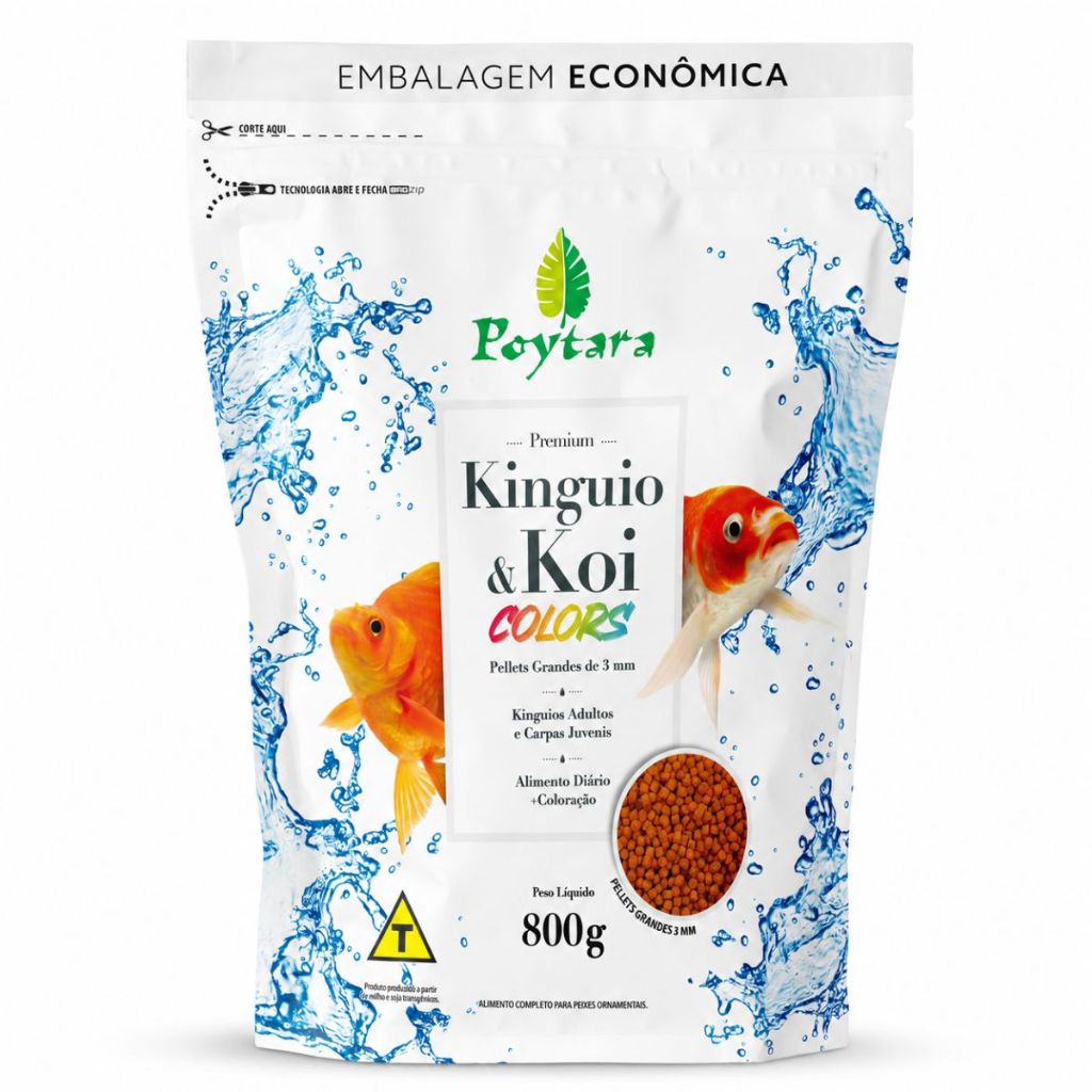 Ração Poytara Kinguio & Koi Colors 800g Colors Carpa Japonês Aquário Lago Linha Premium Envio Rápido