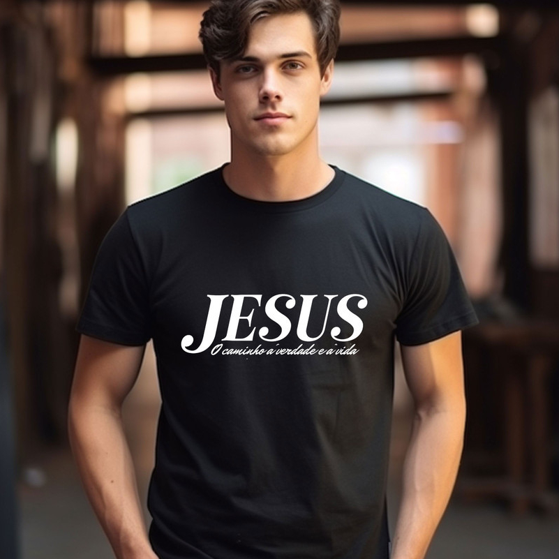 Blusa Cristã JESUS É O CAMINHO Masculina Feminina Evangélica Camisa Unissex Gospel 100% Algodão