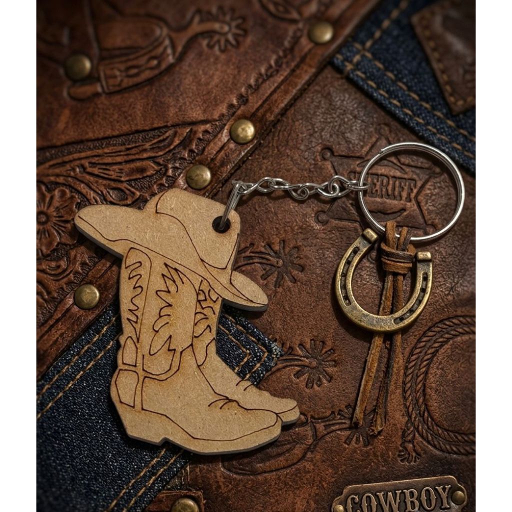 Kit 50 Chaveiros Mdf Bota Cowboy Country Lembrancinha Rodeio Festa Sao Joao Eventos - Bota Mdf