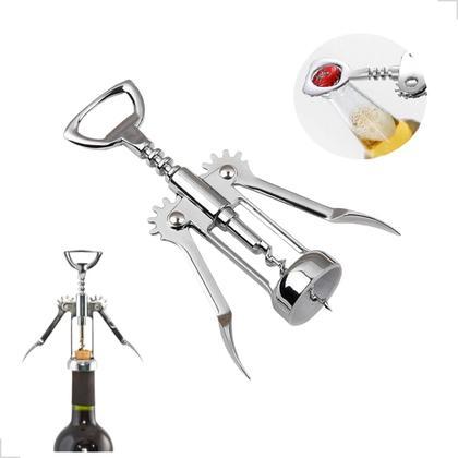 Abridor Garrafa De Vinho Saca Rolhas Metal Inox Bar Garçom