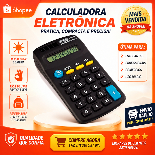 Calculadora Eletrônica 8 Dígitos Solar Portátil Compacta Escolar Escritório Oferta