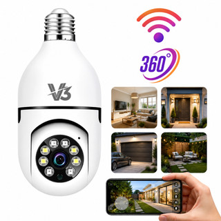 Câmeras de segurança a Prova D'água sem fio Wifi  360 full HD visão notturna Camera Lâmpa…