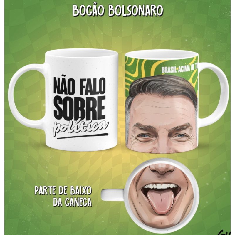 Caneca Bocão Bolsonaro, caneca divertida Bocão