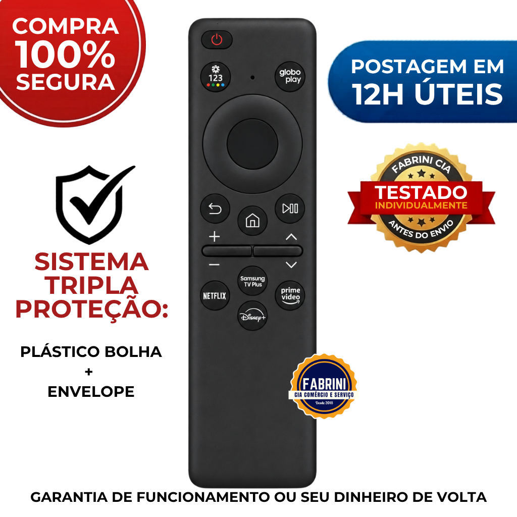 AVM-7619 Controle Remoto Smart TV Samsung 4K Cu7700 Cu8000 Bu8000 Crystal Sem Voz