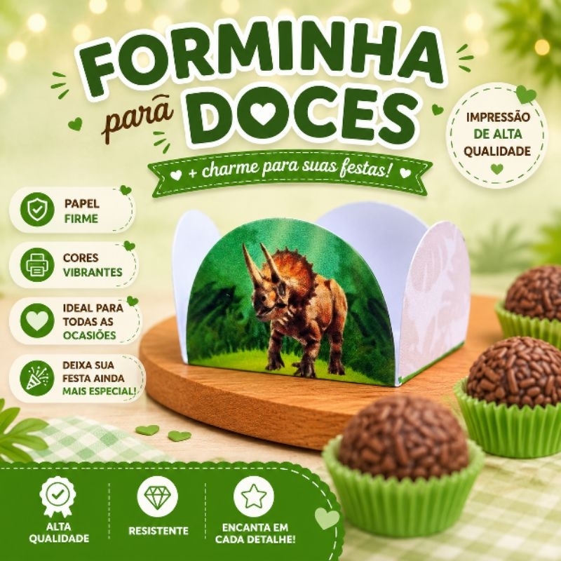 50 a 200 Forminhas Personalizadas DINOSSAURO Doce Brigadeiro Festa Aniversário Decoração Todos os Temas