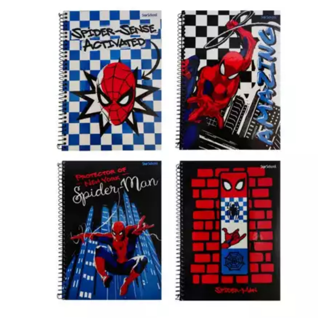 Caderno Espiral 1 Matéria Capa Dura 80 Folhas Escolar Volta Às Aulas Jandaia Homem Aranha Spider Man