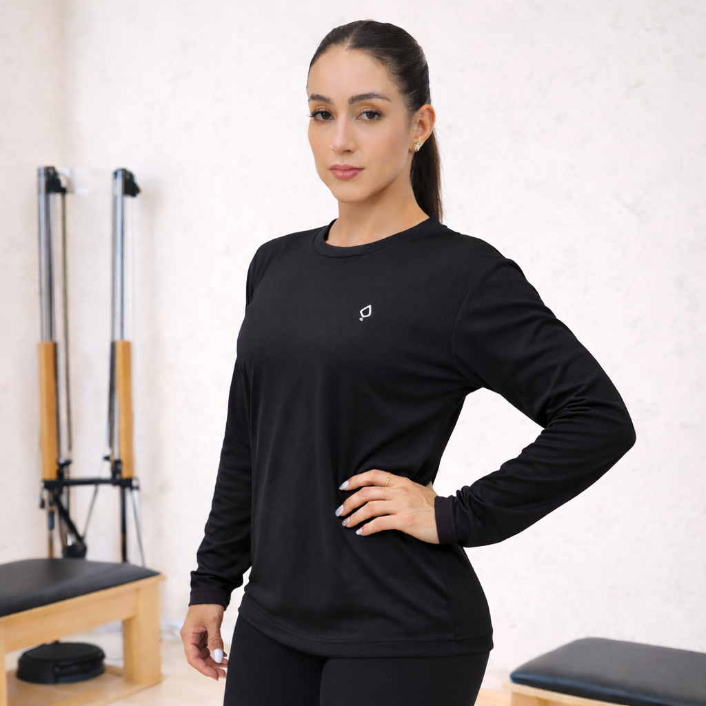 Camiseta Feminina Dry Fit Manga Longa Treino Academia Caminhada Blusa Esporte Bike