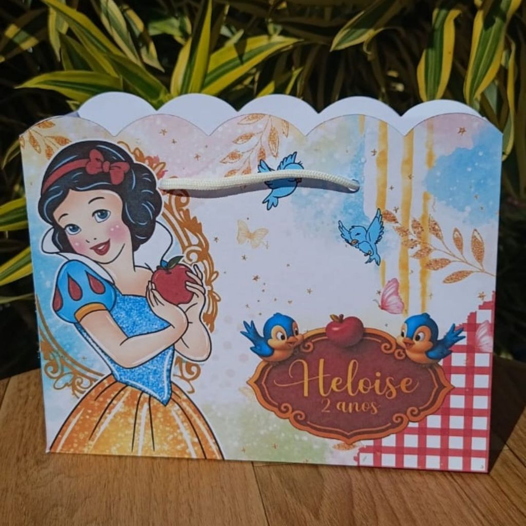 sacolinha personalizada branca de neve  sacolinha aniversario,lembrancinha ,festa branca de neve menina infantil