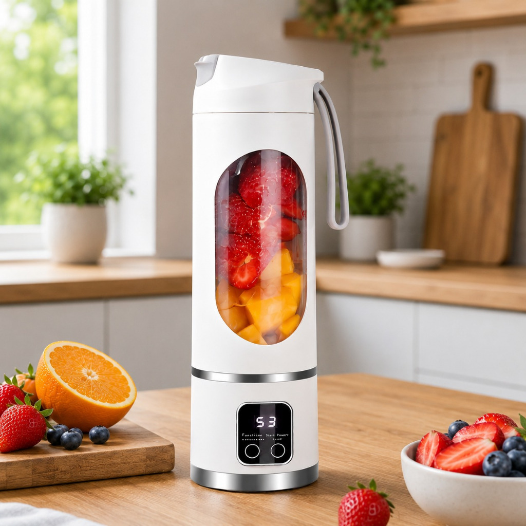Liquidificador Mixer Portátil Recarregável 450ml com Display LED e 8 Lâminas