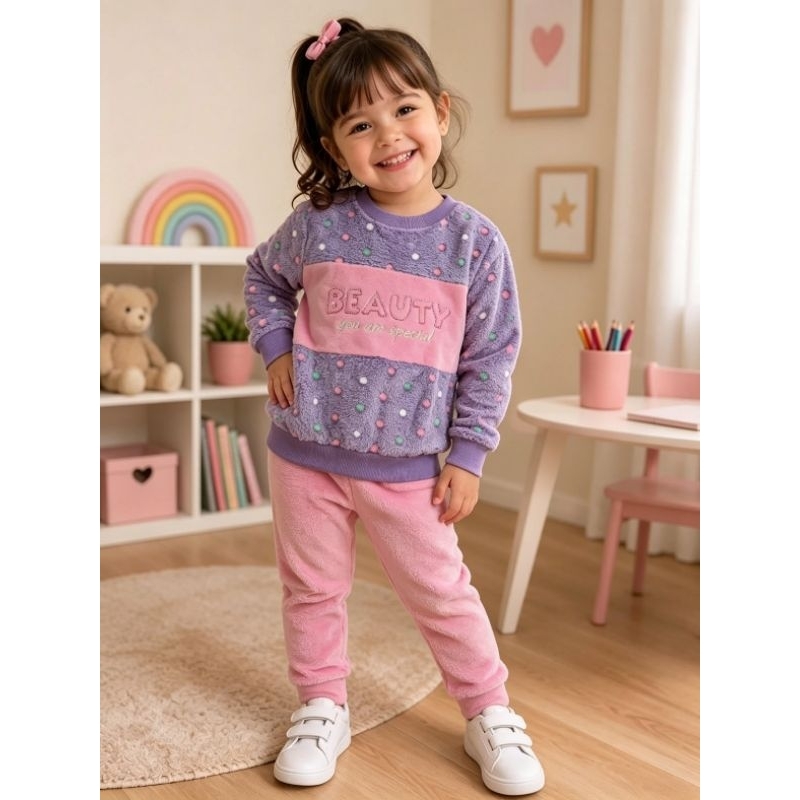 Conjunto infantil inverno menina peluciado bem quentinho da marca Tileesul tamanho 4