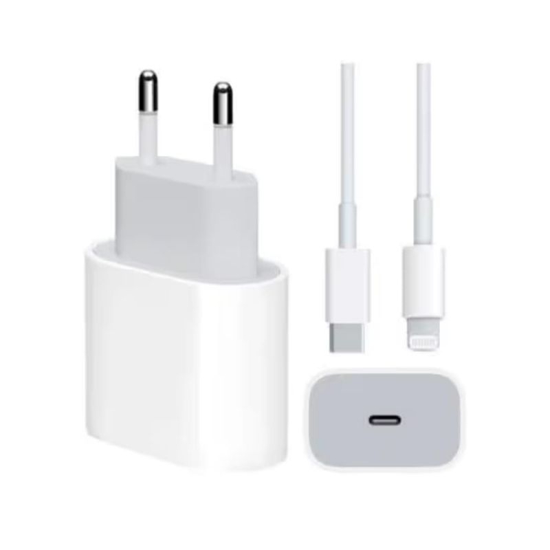 Carregador Turbo Para iPhone Fonte 20W USB-C E Cabo Lightning Rápido Completo Bivolt Caixa