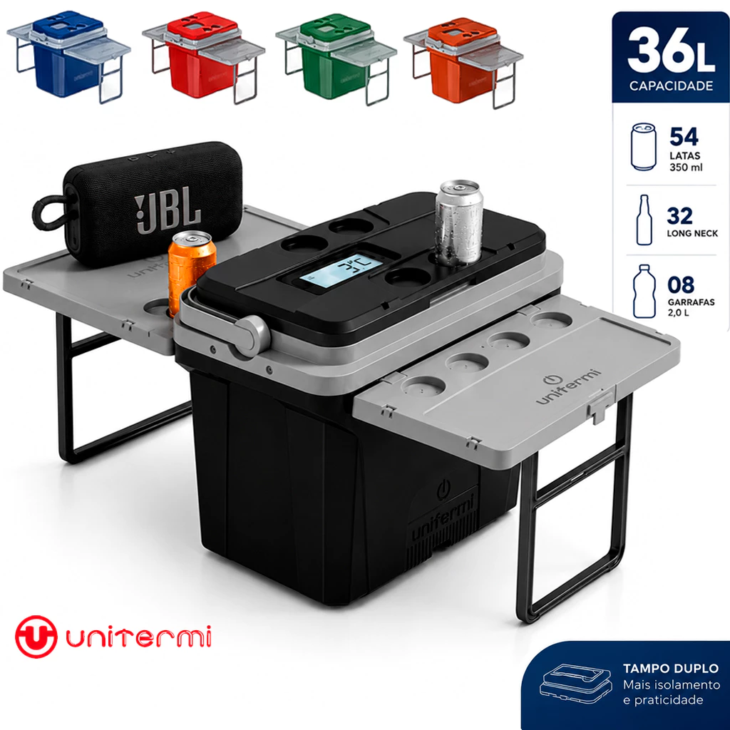 Super Caixa Termica Cooler Multifuncional 36 L Jurere Mesa Retrátil Embutidas Dobravel Camping Praia — imagem 1