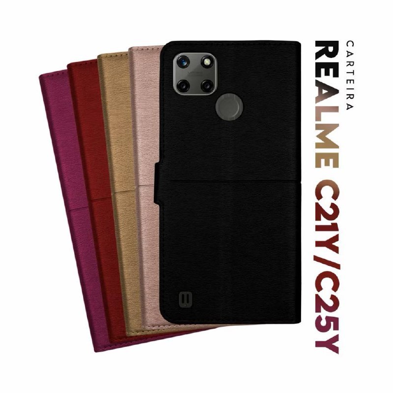 Capa Case Carteira Flip Cover Capinha Protetora 360 Para Todos Modelos REALME C21Y C25Y