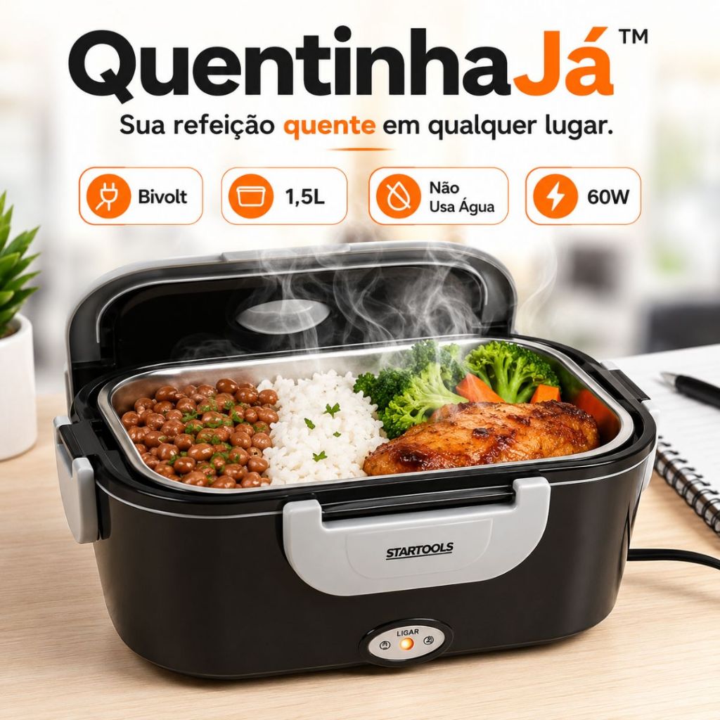 Marmiteira Termica Portatil Eletrica Bivolt Quentinha Compacta  Aquecedor Refeições Trabalho  Viagem
