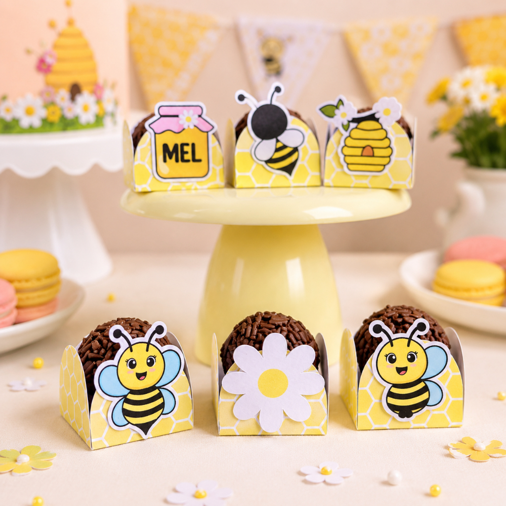 Forminhas para Doces Festa de Aniversário Abelha I Kit Festa Abelhinha I Personalizados Abelhinhas I Forminha Brigadeiro