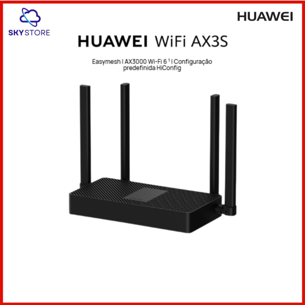 HUAWEI WiFi AX3S Roteador, Wi-Fi 6+ | 3000Mps, Visualização de Diagnósticos WI-Fi, Controle dos Pais