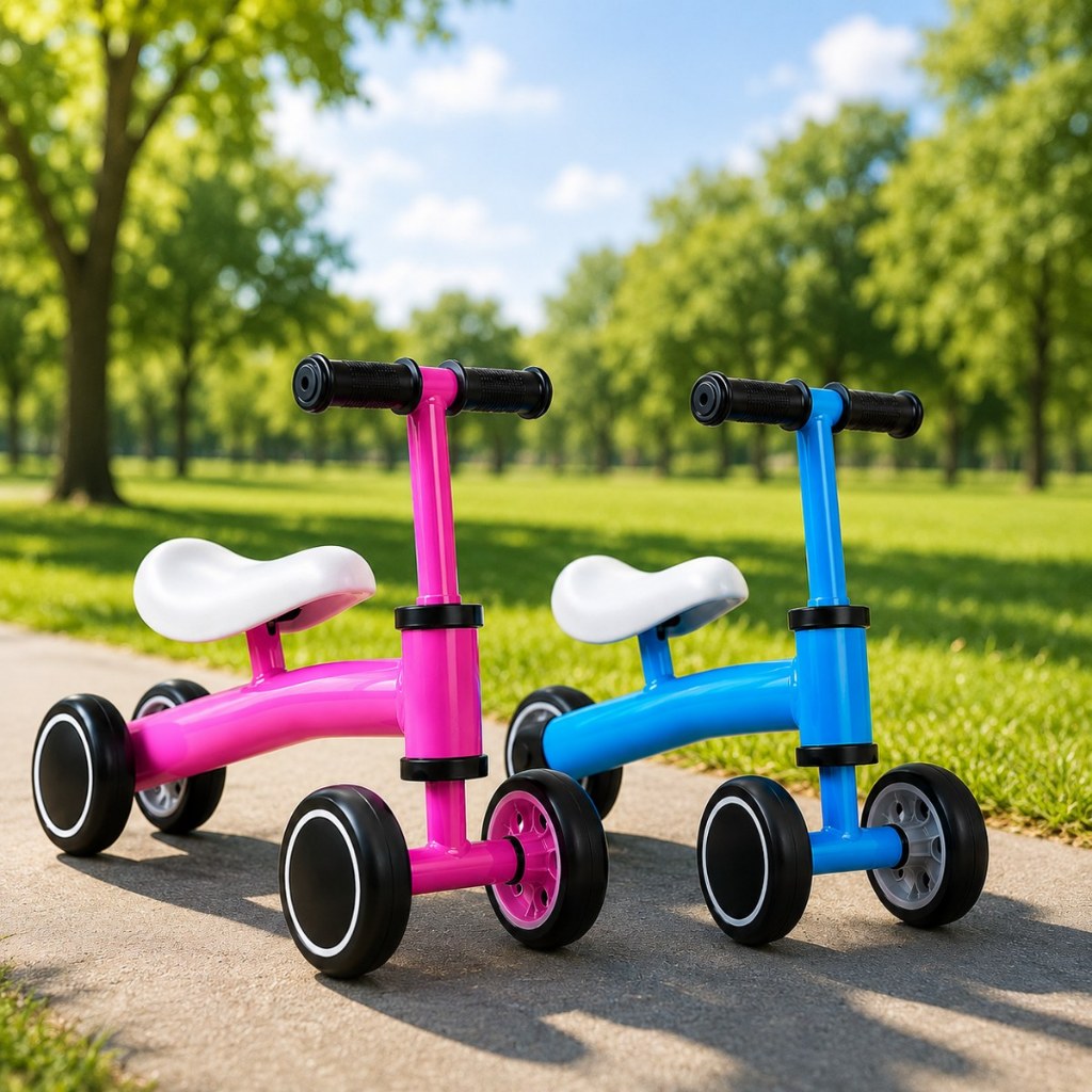 Bicicleta de Equilíbrio Infantil Andador Sem Pedal 4 Rodas Bebê Criança