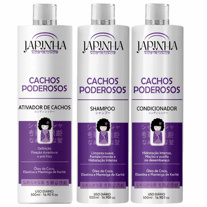 Kit Ativador + Shampoo e Condicionador – Cachos Poderosos – Japinha