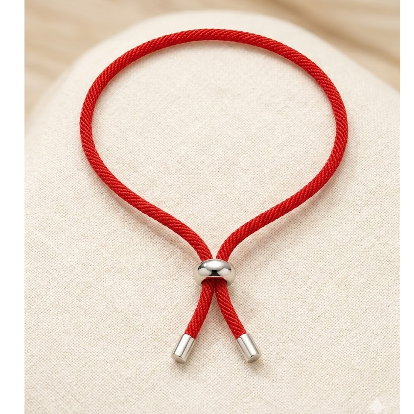 Pulseira vermelha com metal em Aço inoxidável/ Adulto