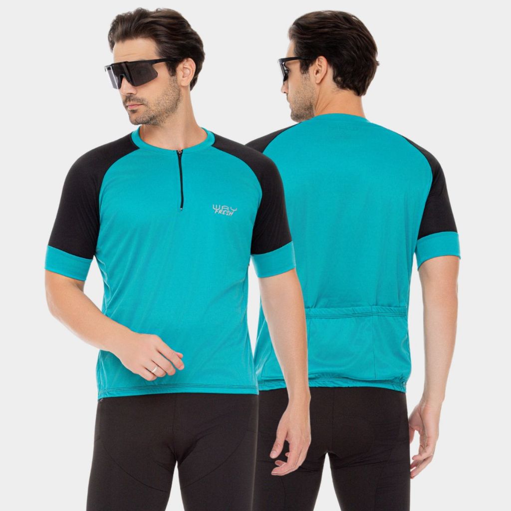 Conjunto Ciclismo Masculino Camisa De Bicicleta Azul Verde Limão Azul Marinho Bermuda Gel Uv50 · foto 2