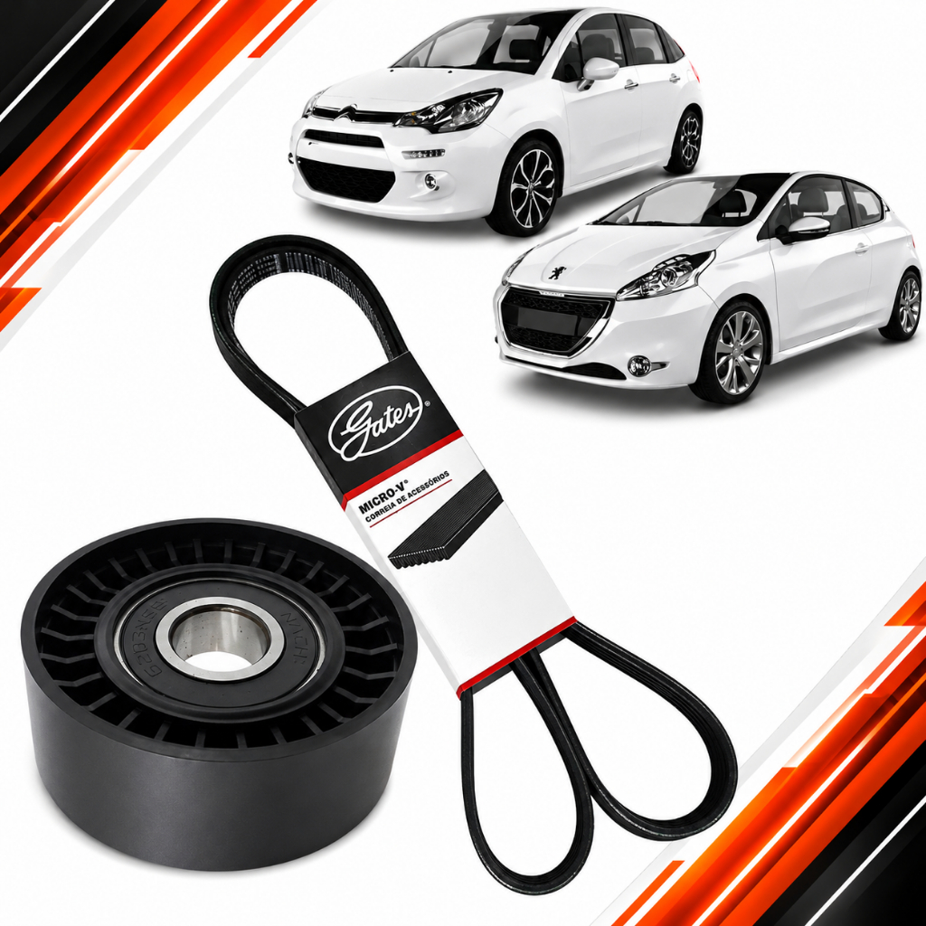 Imagem Kit Correia Poly Polia Alternador Citroen C3 1.4 8V 1.6 16V Peugeot 208 1.5 8v