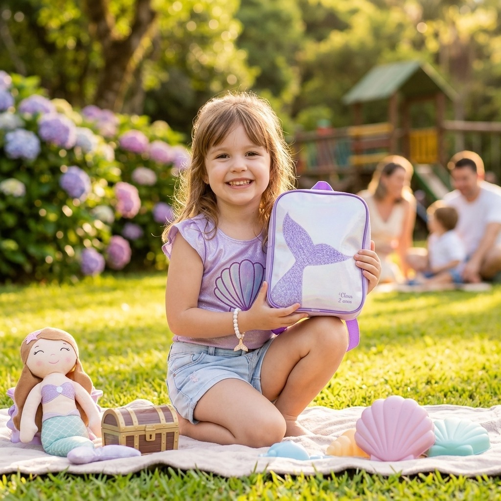 Mochilinha Personalizada Quadrada 21x19 Lembrancinha Aniversário Infantil Brinde Festa Temas Variados