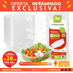 96 a 24 Marmita Fitness Potes c tampa sem vazemento Freezer Microondas 350 a 1000mL descartavel