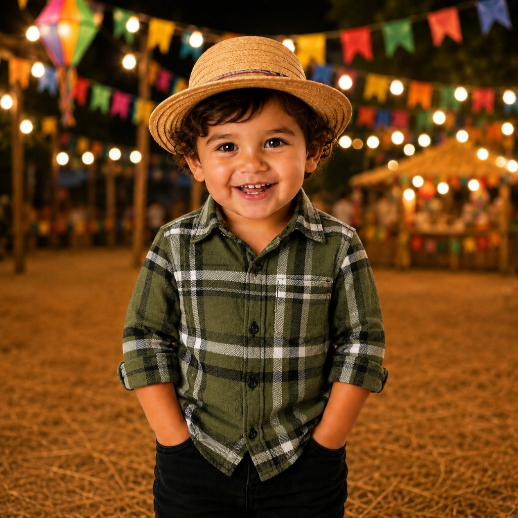 Camisa XADREZ INFANTIL Masculino Flanelada Manga Longa Algodão Festa