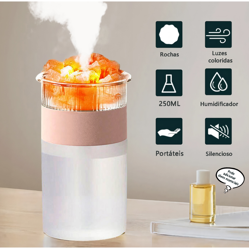Mini Umidificador Com Luz Colorida Aromatizador Portátil USB Purificador De Ar De Ultrassom E Difusor De Fragrâncias