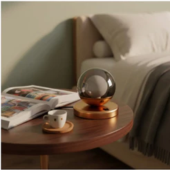 Luminaria de Mesa Dama Com interruptor com Globo vidros 10cm Fume, Ambar Transparente com Lâmpada branco quente
