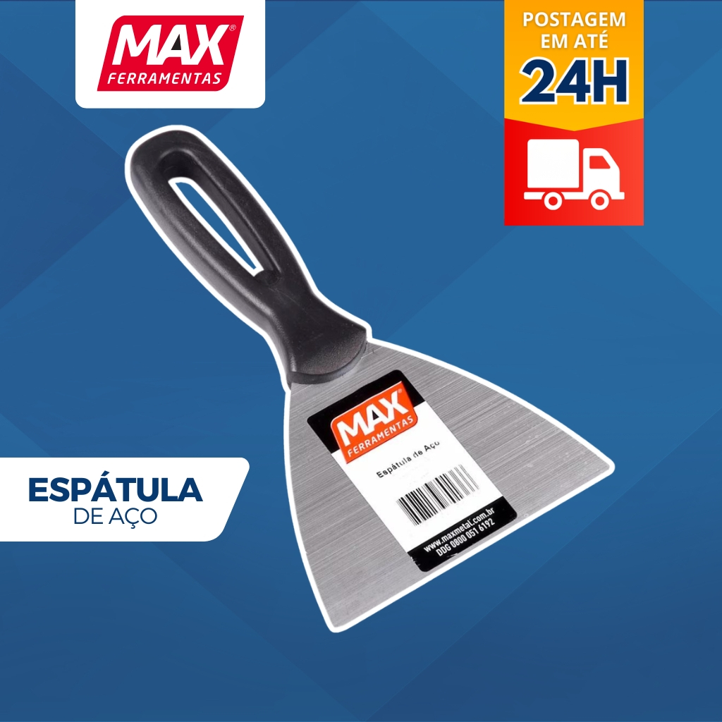 Espátula de Aço Temperado 6cm, 8cm, 10cm ou 12cm Original MAX FERRAMENTAS (Escolha o Tamanho Abaixo)