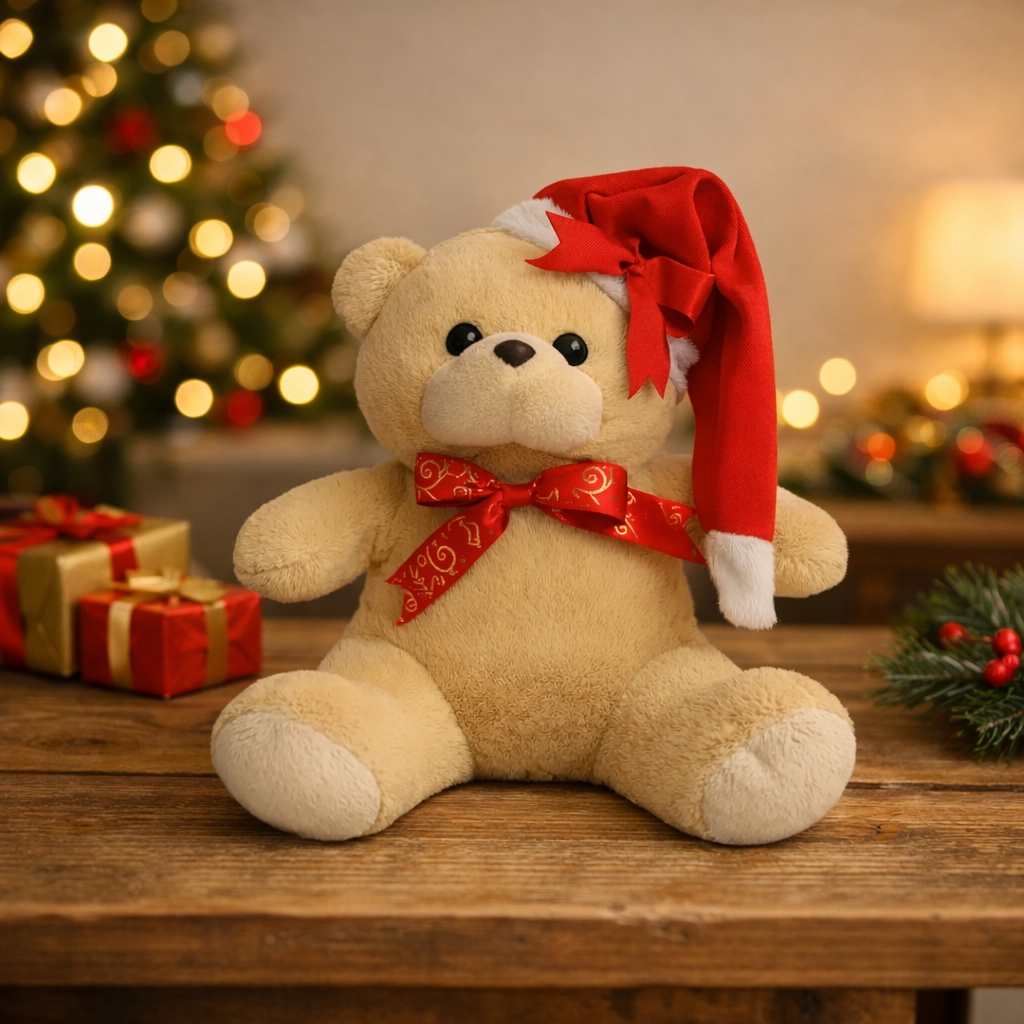 Urso de Natal Ursinho Pelúcia Natalino Decoração de Natal 4 Unidades Bichinho Pelucia