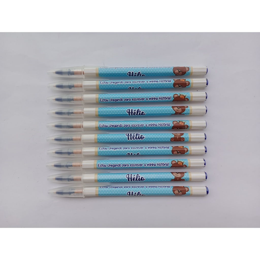 Caneta Personalizada URSINHO REI - Lembrancinha URSINHO MENINO - Caneta URSINHO REI AZUL - Lembrancinha CHÁ DE BEBÊ URSO