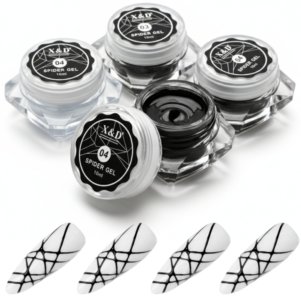 04 Spider Gel Teia De Aranha Preto X&d 10ml