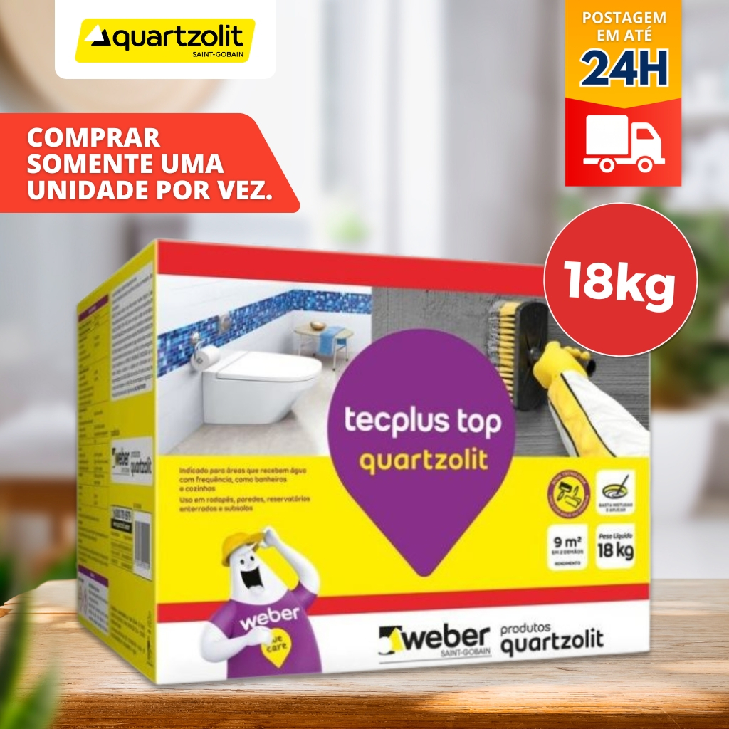 Impermeabilizante Tecplus Top Quartzolit 18kg Massa Polímérica Cozinha e Banheiros